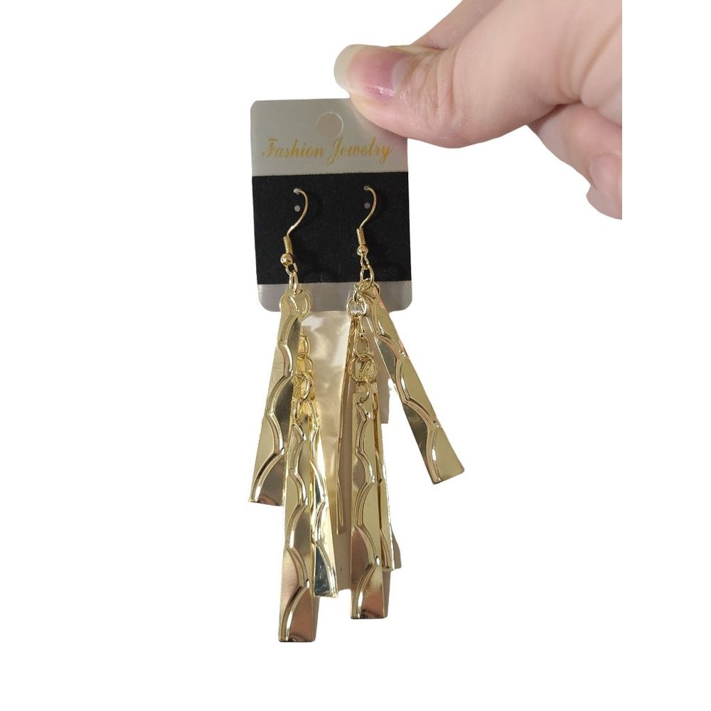Long Dangle Gold Color Earrings